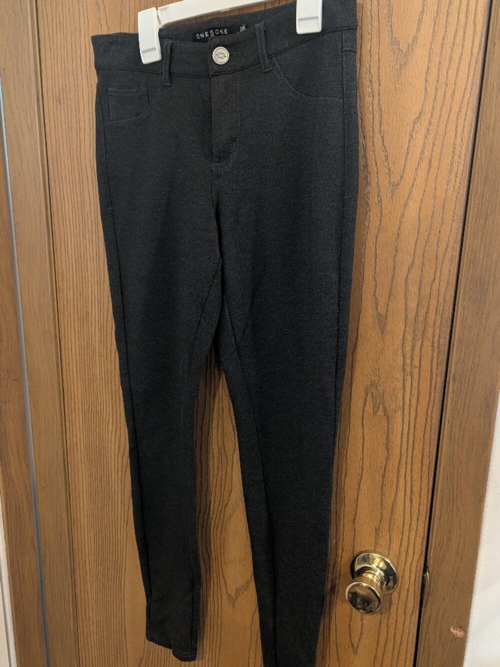 ONE 5 ONE Jegging 5 Pocket Charcoal Gray Zip Stretch Pants Leggings-Women's 6/28